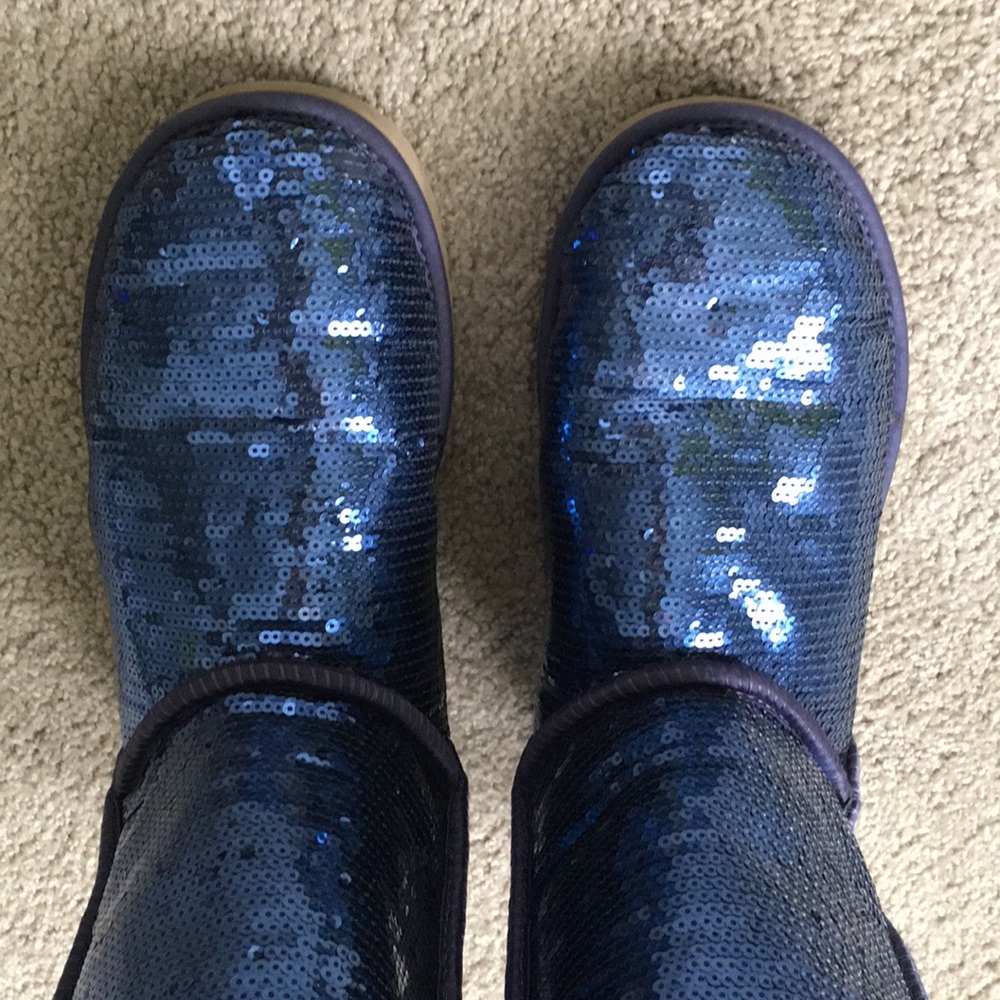 Blue sequin uggs